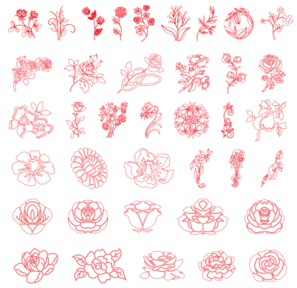 450 Flowers - Leaves Vector Pack - Laser Cut & CNC Files (CDR, DXF, SVG, EPS, AI)