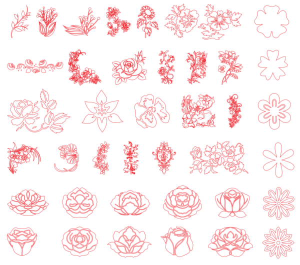 450 Flowers - Leaves Vector Pack - Laser Cut & CNC Files (CDR, DXF, SVG, EPS, AI)