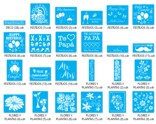 2021-04-13 (2) Stencils Set 4 Vector Pack - Laser Cut & CNC Files (CDR, DXF, SVG, EPS, AI)