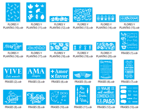 2021-04-13 (3) Stencils Set 4 Vector Pack - Laser Cut & CNC Files (CDR, DXF, SVG, EPS, AI)