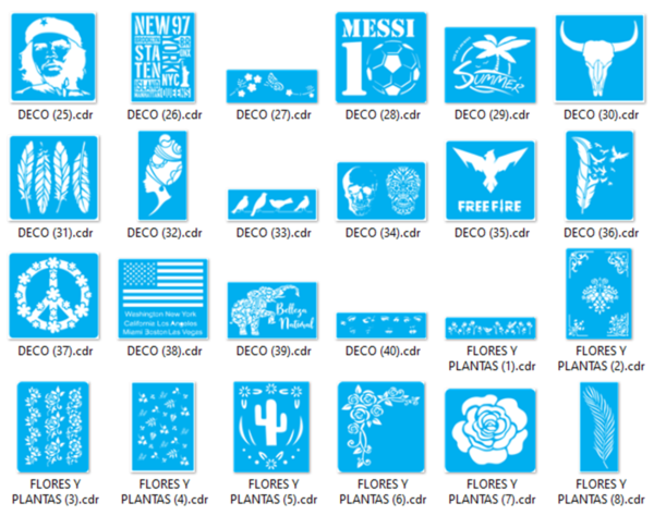 2021-04-13 (43) Stencils Set 7 Vector Pack - Laser Cut & CNC Files (CDR, DXF, SVG, EPS, AI)