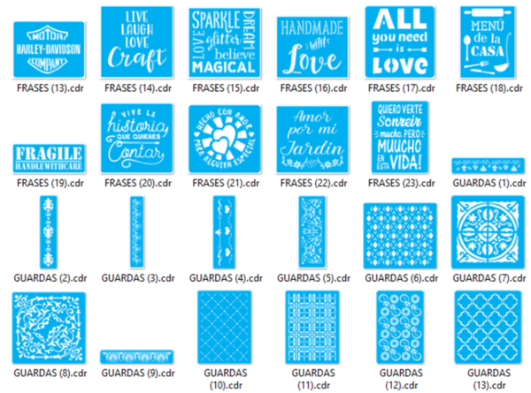 2021-04-13 (45) Stencils Set 7 Vector Pack - Laser Cut & CNC Files (CDR, DXF, SVG, EPS, AI)