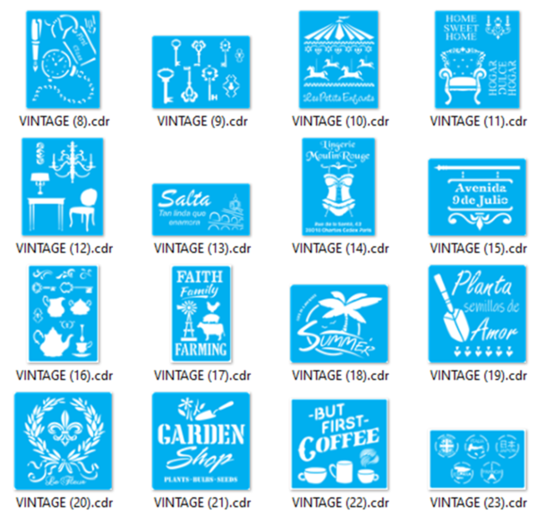 2021-04-13 (49) Stencils Set 7 Vector Pack - Laser Cut & CNC Files (CDR, DXF, SVG, EPS, AI)