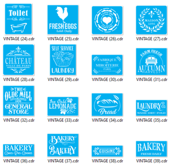 2021-04-13 (50) Stencils Set 7 Vector Pack - Laser Cut & CNC Files (CDR, DXF, SVG, EPS, AI)