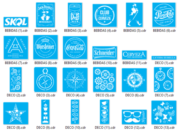 2021-04-13 Stencils Set 4 Vector Pack - Laser Cut & CNC Files (CDR, DXF, SVG, EPS, AI)