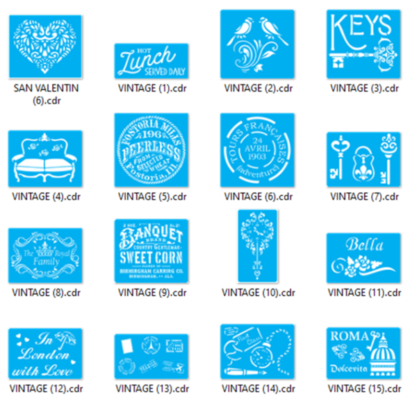2021-04-13 (7) Stencils Set 4 Vector Pack - Laser Cut & CNC Files (CDR, DXF, SVG, EPS, AI)