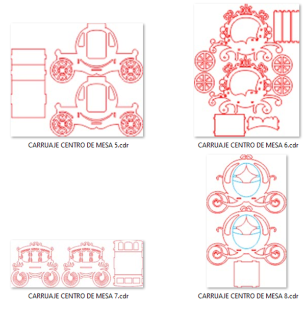 25 - 3D Carriages Vector Pack - Laser Cut & CNC Files (CDR, DXF, SVG, EPS, AI)