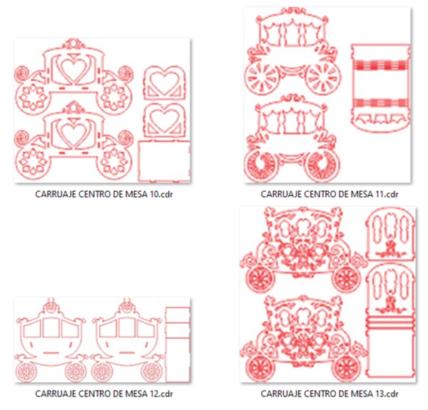 25 - 3D Carriages Vector Pack - Laser Cut & CNC Files (CDR, DXF, SVG, EPS, AI)