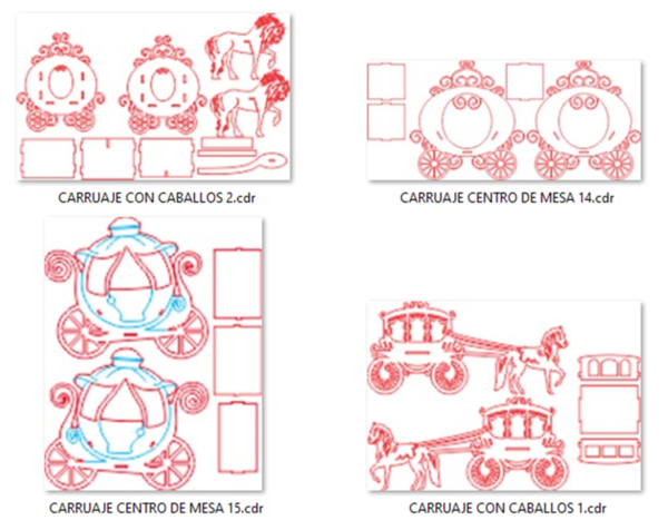 25 - 3D Carriages Vector Pack - Laser Cut & CNC Files (CDR, DXF, SVG, EPS, AI)