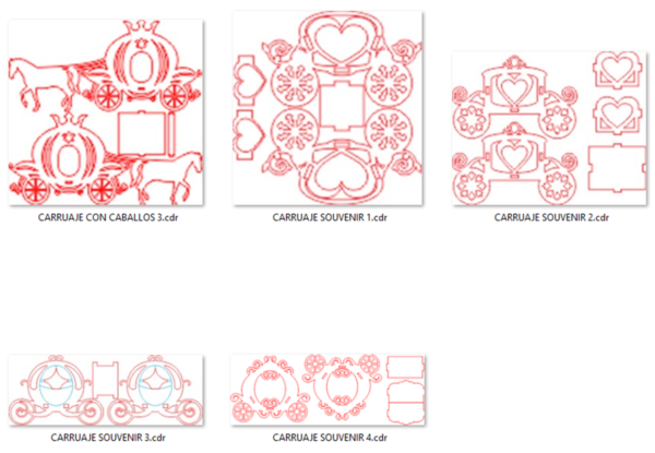 25 - 3D Carriages Vector Pack - Laser Cut & CNC Files (CDR, DXF, SVG, EPS, AI)