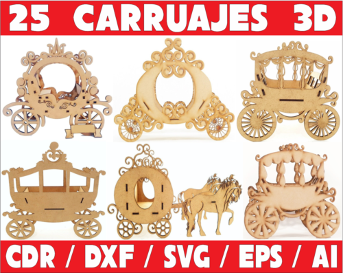 2021-05-15 (18) 25 - 3D Carriages Vector Pack - Laser Cut & CNC Files (CDR, DXF, SVG, EPS, AI)