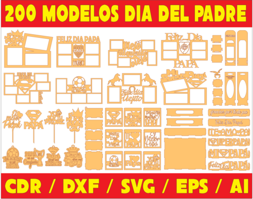 2021-06-07 (1) 200 Father's Day Vector Pack - Laser Cut & CNC Files (CDR, DXF, SVG, EPS, AI)