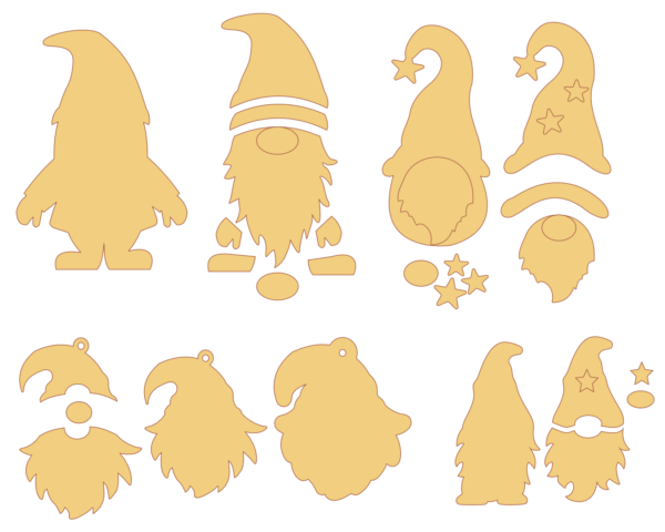50 Christmas Gnomes Vector Pack - Laser Cut & CNC Files (CDR, DXF, SVG, EPS, AI)