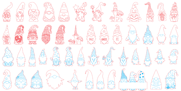 50 Christmas Gnomes Vector Pack - Laser Cut & CNC Files (CDR, DXF, SVG, EPS, AI)