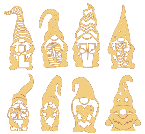 50 Christmas Gnomes Vector Pack - Laser Cut & CNC Files (CDR, DXF, SVG, EPS, AI)