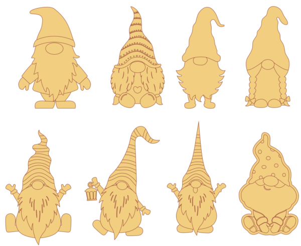 50 Christmas Gnomes Vector Pack - Laser Cut & CNC Files (CDR, DXF, SVG, EPS, AI)