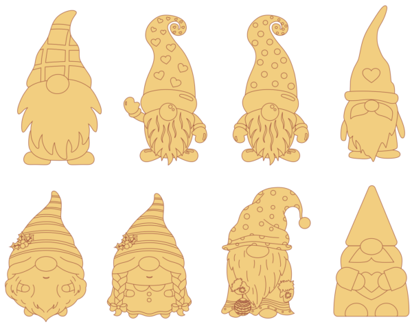 50 Christmas Gnomes Vector Pack - Laser Cut & CNC Files (CDR, DXF, SVG, EPS, AI)
