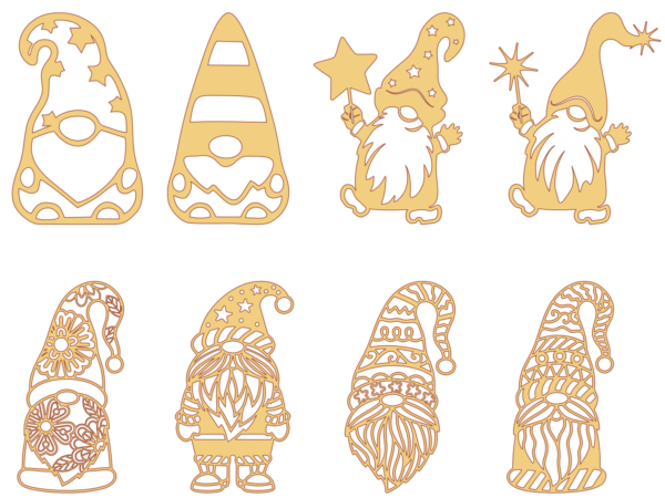 50 Christmas Gnomes Vector Pack - Laser Cut & CNC Files (CDR, DXF, SVG, EPS, AI)