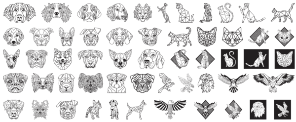 2024-01-03 (2) 370 Geometric Animals Wall Decor Vector Pack - Laser Cut & CNC Files (CDR, DXF, SVG, EPS, AI)