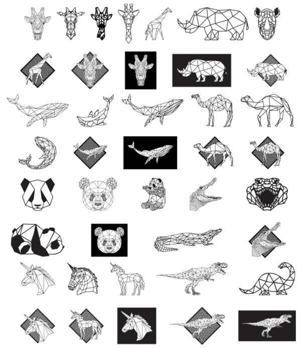 2024-01-03 (3) 370 Geometric Animals Wall Decor Vector Pack - Laser Cut & CNC Files (CDR, DXF, SVG, EPS, AI)