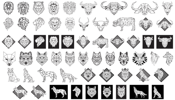 2024-01-03 (4) 370 Geometric Animals Wall Decor Vector Pack - Laser Cut & CNC Files (CDR, DXF, SVG, EPS, AI)
