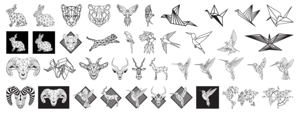 2024-01-03 (5) 370 Geometric Animals Wall Decor Vector Pack - Laser Cut & CNC Files (CDR, DXF, SVG, EPS, AI)