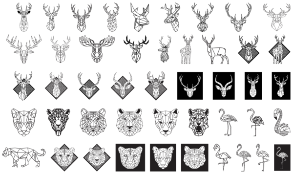 2024-01-03 (6) 370 Geometric Animals Wall Decor Vector Pack - Laser Cut & CNC Files (CDR, DXF, SVG, EPS, AI)