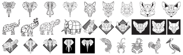 2024-01-03 (7) 370 Geometric Animals Wall Decor Vector Pack - Laser Cut & CNC Files (CDR, DXF, SVG, EPS, AI)
