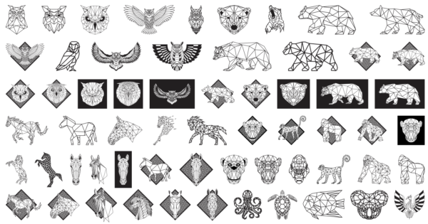 2024-01-03 (8) 370 Geometric Animals Wall Decor Vector Pack - Laser Cut & CNC Files (CDR, DXF, SVG, EPS, AI)
