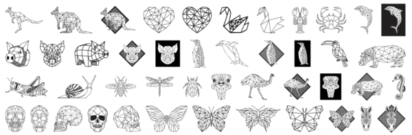 2024-01-03 (9) 370 Geometric Animals Wall Decor Vector Pack - Laser Cut & CNC Files (CDR, DXF, SVG, EPS, AI)