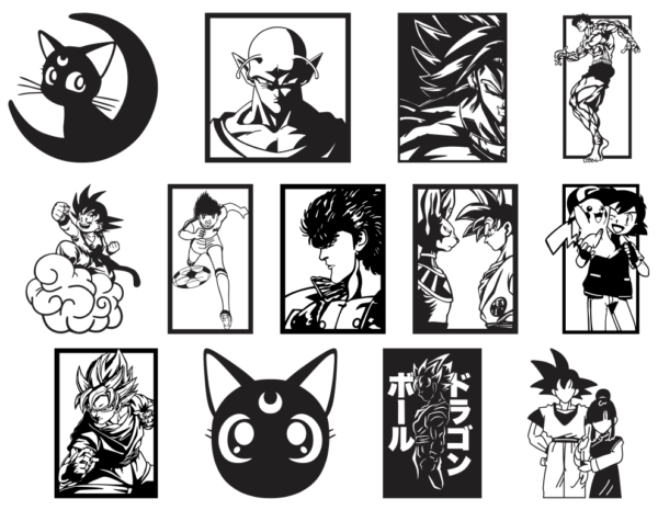 2024-01-29 (10) 110 Anime Wall Decor Vector Pack - Laser Cut & CNC Files (CDR, DXF, SVG, EPS, AI)
