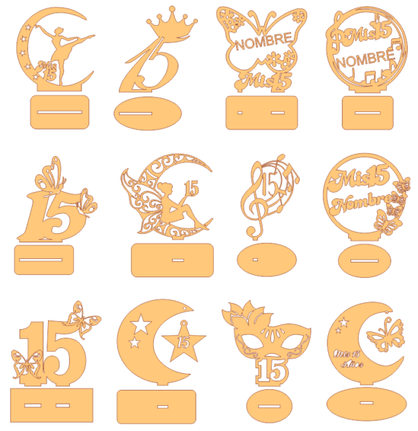 2024-02-20 (4) 100 Diseños Mis 15 Años Vector Pack - Laser Cut & CNC Files (CDR, DXF, SVG, EPS, AI)