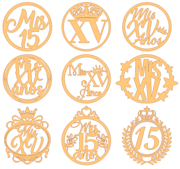 2024-02-20 (7) 100 Diseños Mis 15 Años Vector Pack - Laser Cut & CNC Files (CDR, DXF, SVG, EPS, AI)