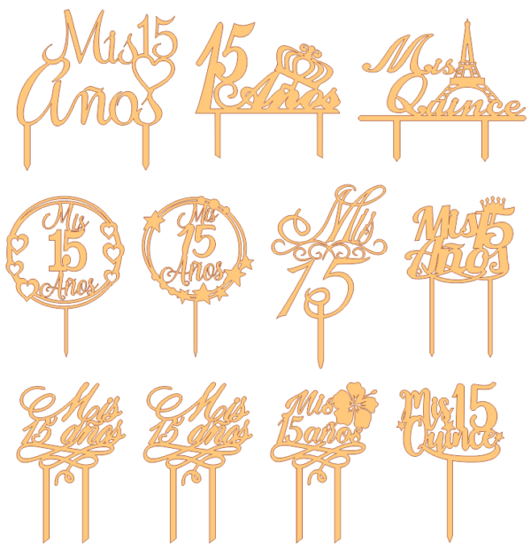 2024-02-20 (8) 100 Diseños Mis 15 Años Vector Pack - Laser Cut & CNC Files (CDR, DXF, SVG, EPS, AI)