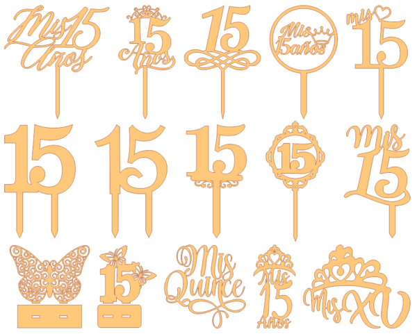 2024-02-20 (9) 100 Diseños Mis 15 Años Vector Pack - Laser Cut & CNC Files (CDR, DXF, SVG, EPS, AI)