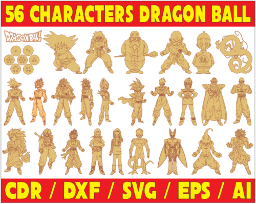 56 Characters Dragon Ball Vector Pack - Laser Cut & CNC Files (CDR, DXF, SVG, EPS, AI)