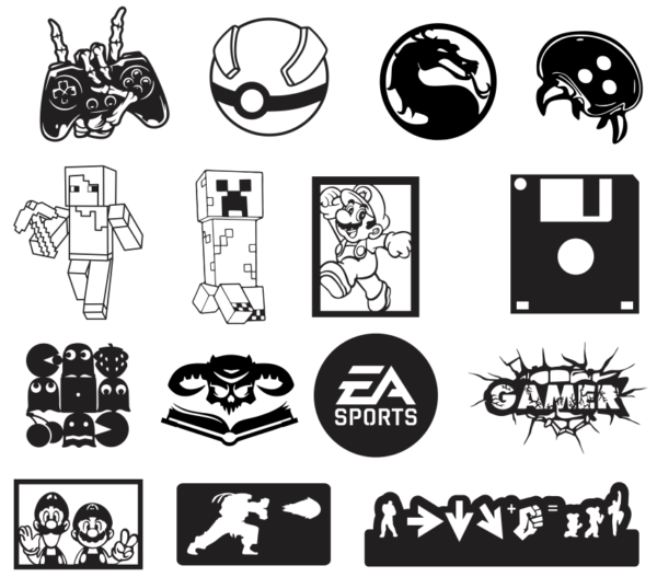 150 Videogames Wall Decor Vector Pack - Laser Cut & CNC Files (CDR, DXF, SVG, EPS, AI)