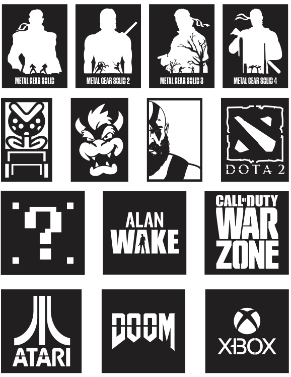 150 Videogames Wall Decor Vector Pack - Laser Cut & CNC Files (CDR, DXF, SVG, EPS, AI)