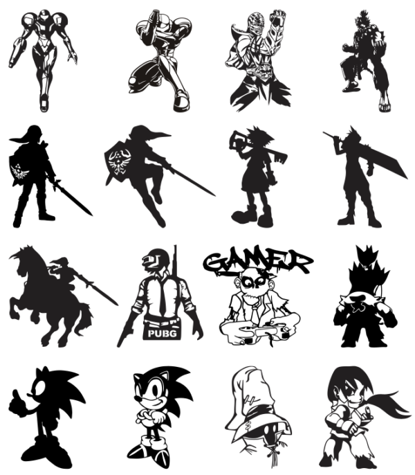 150 Videogames Wall Decor Vector Pack - Laser Cut & CNC Files (CDR, DXF, SVG, EPS, AI)