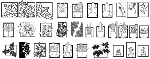 2025-02-08 (2) 210 Flowers & Leaves Wall Decor Vector Pack - Laser Cut & CNC Files (CDR, DXF, SVG, EPS, AI, STL)