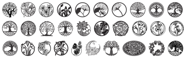 2025-02-08 (3) 210 Flowers & Leaves Wall Decor Vector Pack - Laser Cut & CNC Files (CDR, DXF, SVG, EPS, AI, STL)