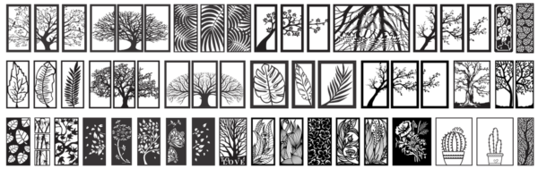 2025-02-08 (5) 210 Flowers & Leaves Wall Decor Vector Pack - Laser Cut & CNC Files (CDR, DXF, SVG, EPS, AI, STL)