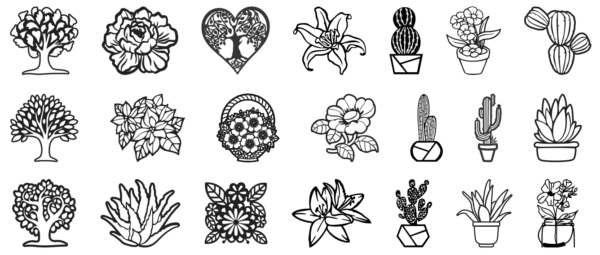 2025-02-08 (8) 210 Flowers & Leaves Wall Decor Vector Pack - Laser Cut & CNC Files (CDR, DXF, SVG, EPS, AI, STL)