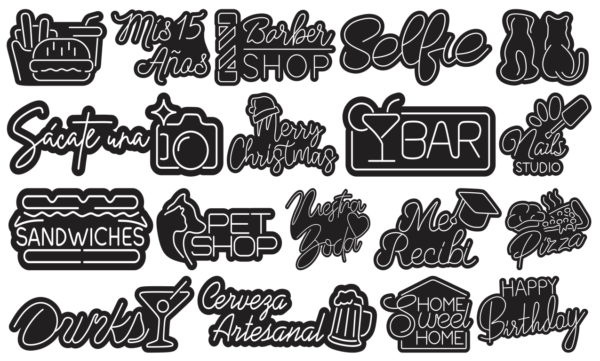 100 Neon LED Designs Vector Pack - Laser Cut & CNC Files (CDR, DXF, SVG, EPS, AI)
