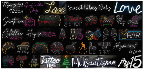 100 Neon LED Designs Vector Pack - Laser Cut & CNC Files (CDR, DXF, SVG, EPS, AI)