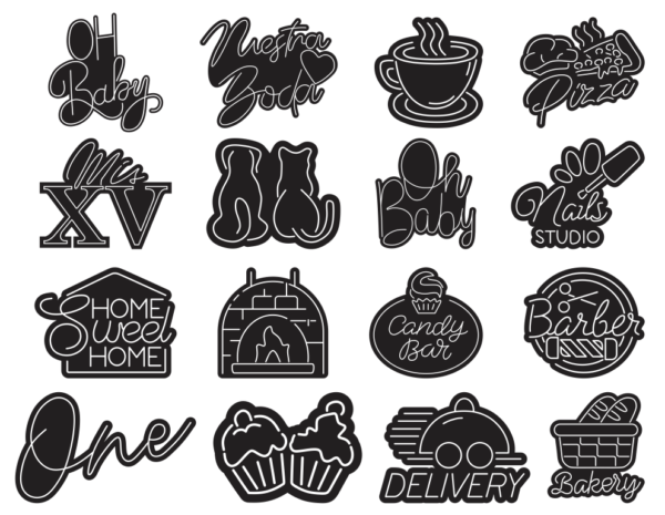 100 Neon LED Designs Vector Pack - Laser Cut & CNC Files (CDR, DXF, SVG, EPS, AI)