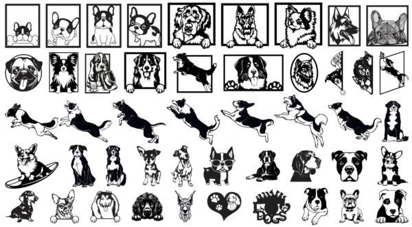 340 Cats and Dogs Wall Decor Vector Pack - Laser Cut & CNC Files (CDR, DXF, SVG, EPS, AI)