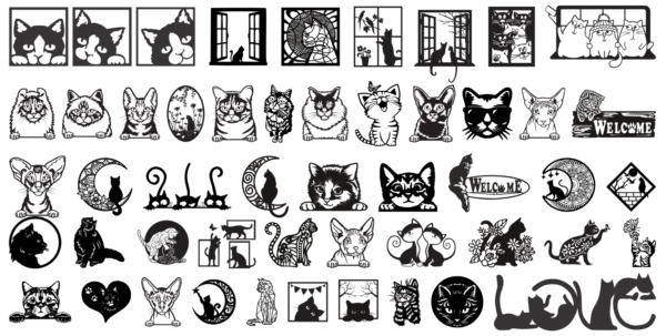 340 Cats and Dogs Wall Decor Vector Pack - Laser Cut & CNC Files (CDR, DXF, SVG, EPS, AI)