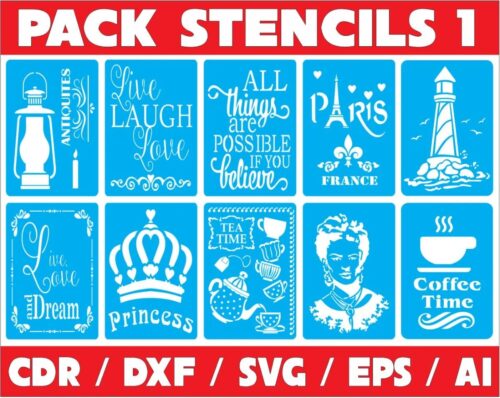 Stencils Set 1 Vector Pack - Laser Cut & CNC Files (CDR, DXF, SVG, EPS, AI)