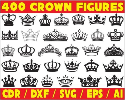 400 Crown Figures Vector Pack - Laser Cut & CNC Files (CDR, DXF, SVG, EPS, AI)